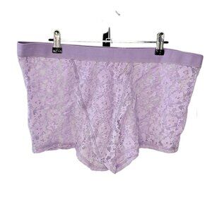 Anthropologie Lace Brief Shorts Purple Sheer Pajamas Sleepwear Size Large NWT